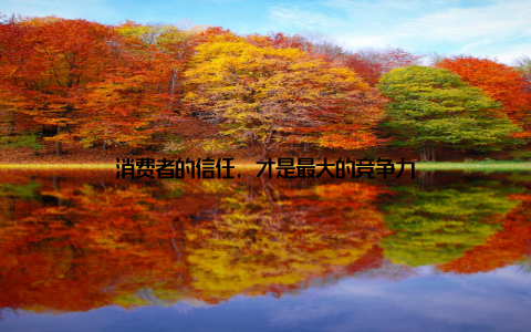 消费者的信任, 才是最大的竞争力