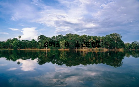 ”这句话, 我一直记在心里