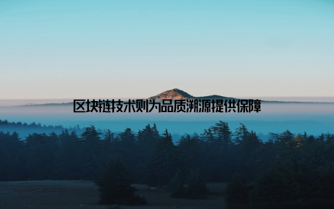 区块链技术则为品质溯源提供保障